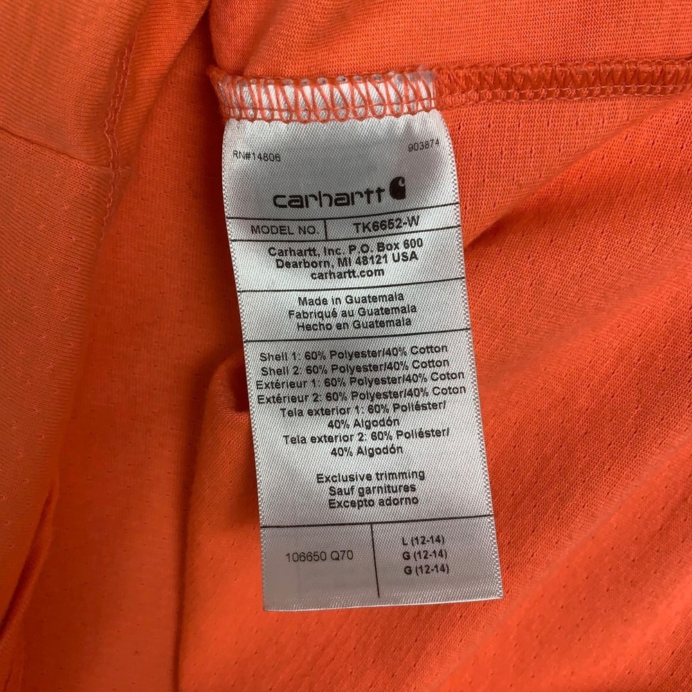 Carhartt TK6652-W T-Shirt Womens L Orange Force Color Enhanced Relaxed Fit Logo - Picture 6 of 9